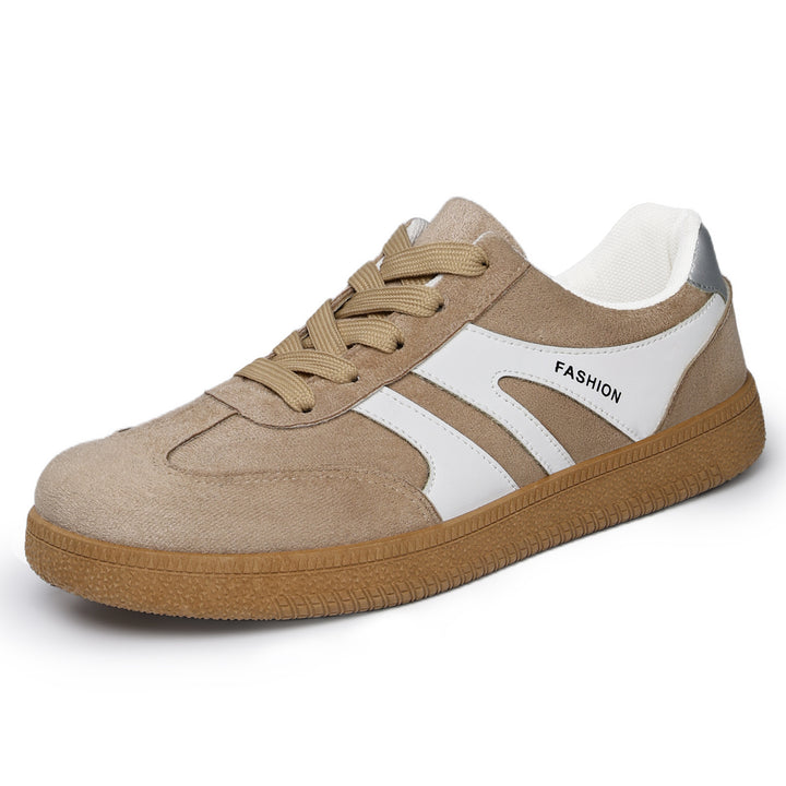 Men's retro suede leather sneakers with padded heel collar and textured rubber outsole Mune Fashion
