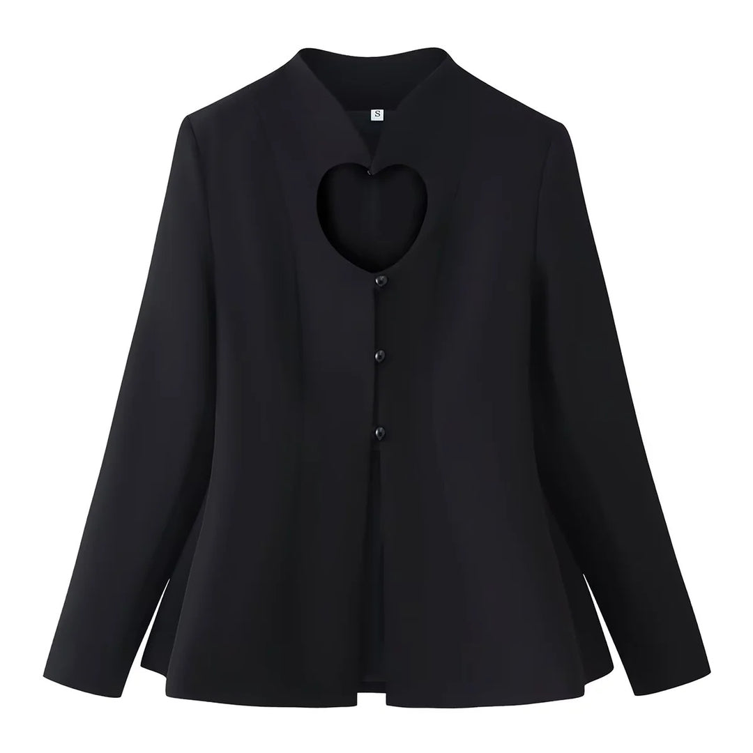 Women nan blouse with heart-shaped neckline, concealed button placket and flared hem Mune Fashion