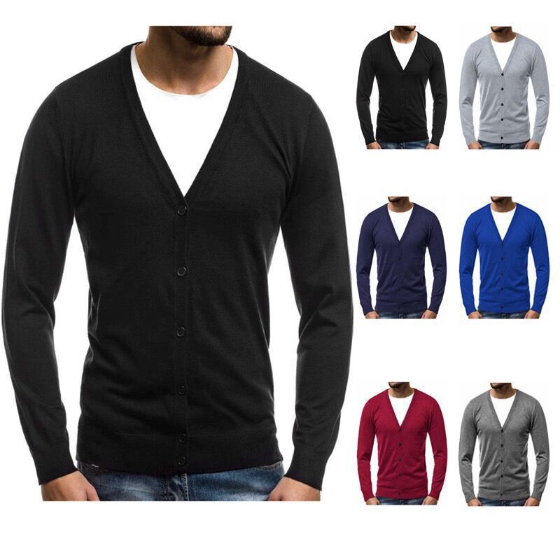 Men's fine knit cardigan with V-neck, slim fit and button placket Mune Fashion