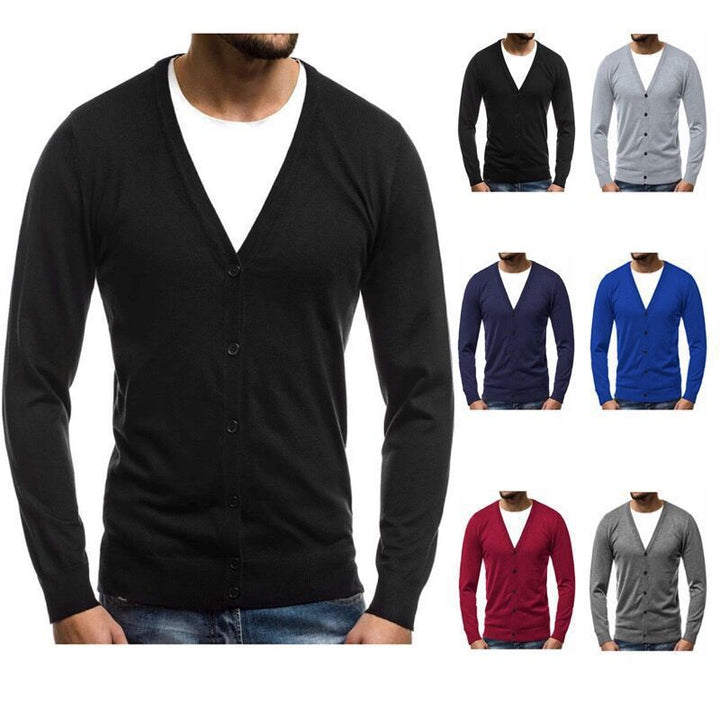 Men's fine knit cardigan with V-neck, slim fit and button placket Mune Fashion