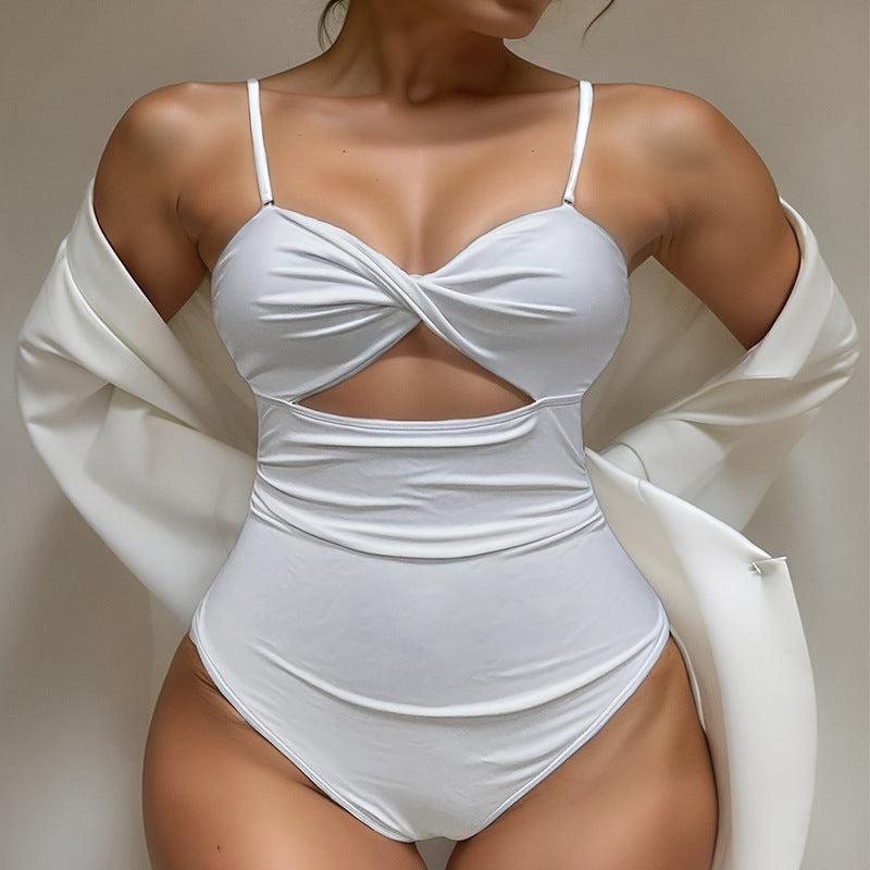 Women's One-Piece Swimsuit with Modern Cut-Outs and Adjustable Straps Mune Fashion