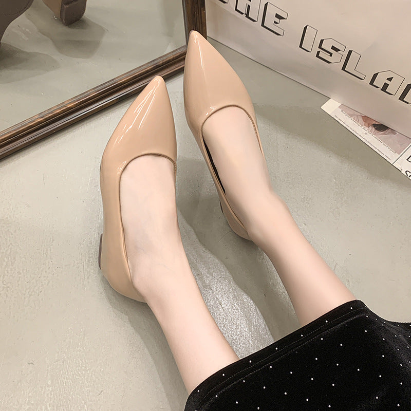 Ladies flat pointed patent ballerina with padded comfort insole Mune Fashion