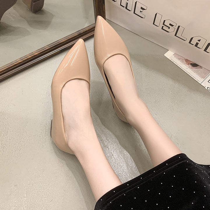 Ladies flat pointed patent ballerina with padded comfort insole Mune Fashion