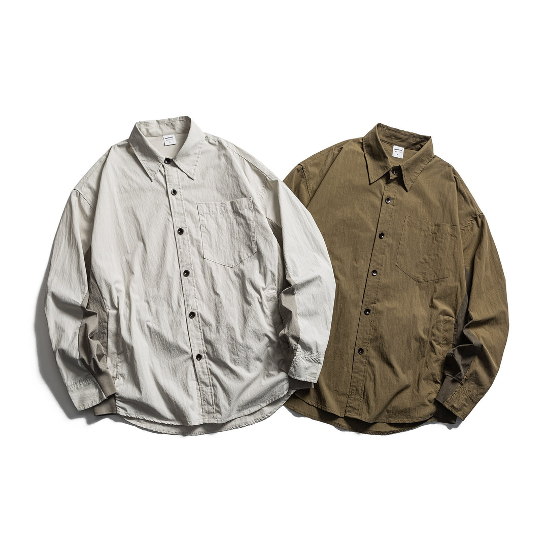 Men's Oversized Shirt with Chest Pocket and Ribbed Cuffs Mune Fashion