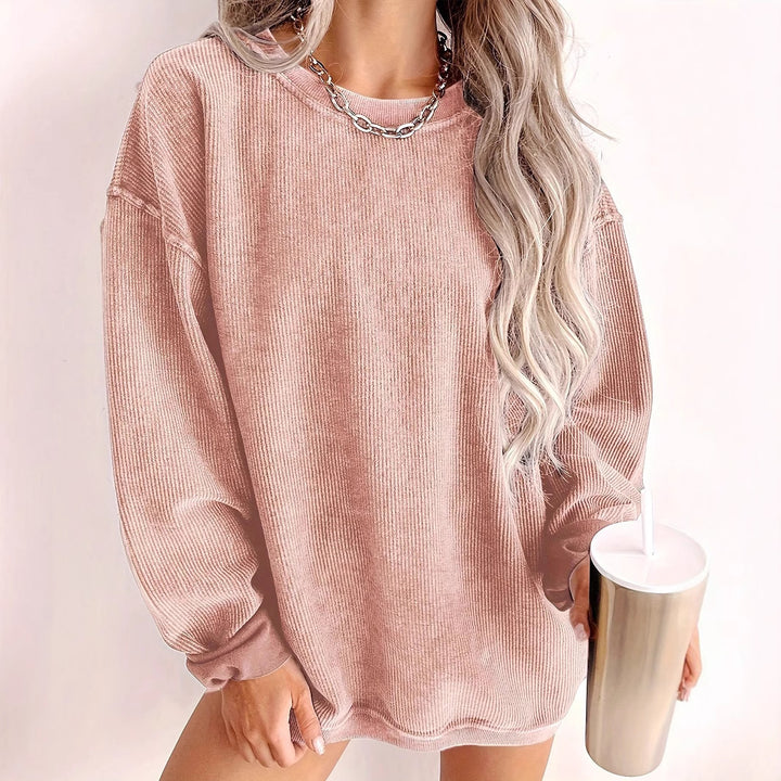 Women oversized sweatshirt with ribbed material and balloon sleeves Mune Fashion