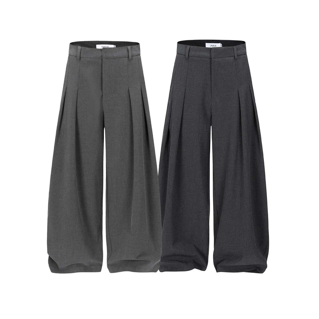 Women High-waisted wide pleated pants with crease and belt loops Mune Fashion