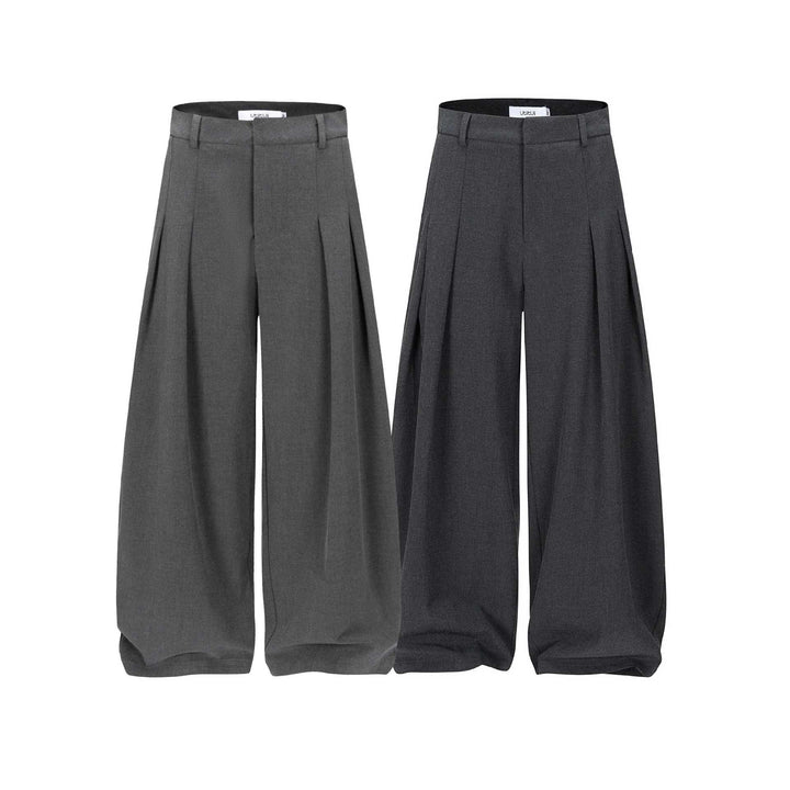Women High-waisted wide pleated pants with crease and belt loops Mune Fashion