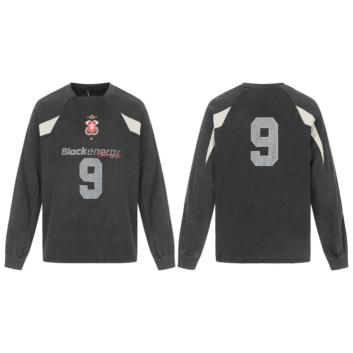 Men's retro sweatshirt in vintage sportswear look with raglan sleeves and number print Mune Fashion