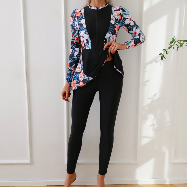 Ladies Sporty Long Sleeve Swimsuit with Elegant Tunic Look Mune Fashion