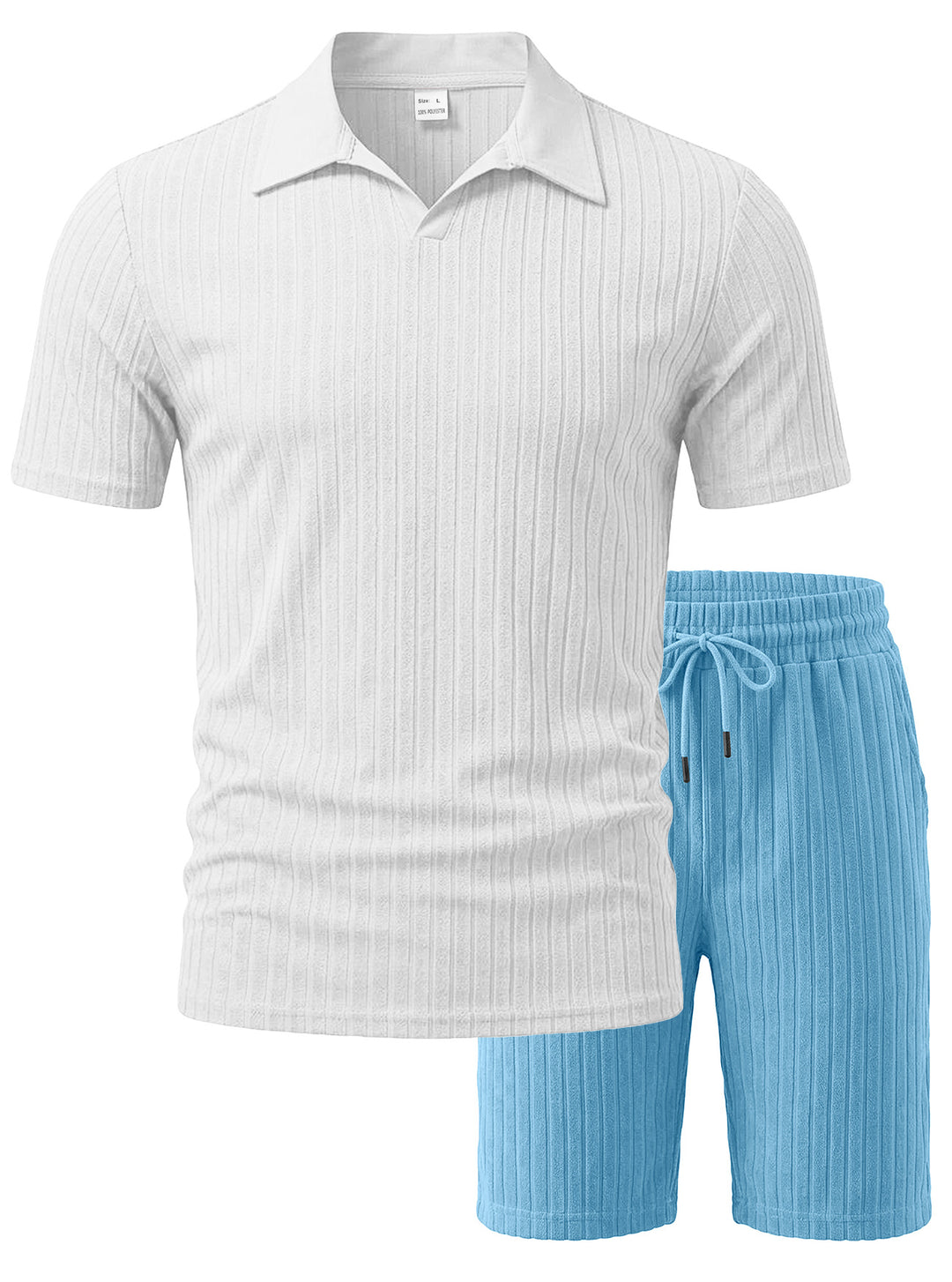 Men's knit lounge ensemble with polo collar V-insert and drawstring bermudas Mune Fashion