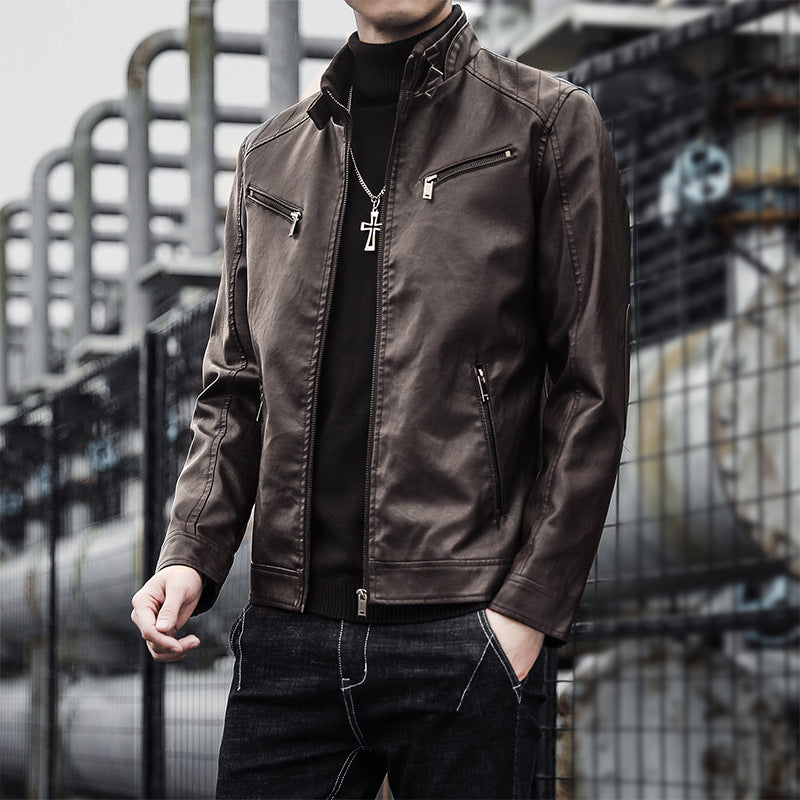 Men Stylish Faux Leather Jacket Mune Fashion