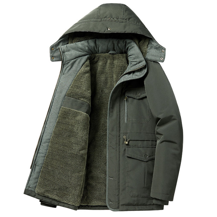 Men's padded winter parka with teddy lining, hood, and multifunction pockets Mune Fashion