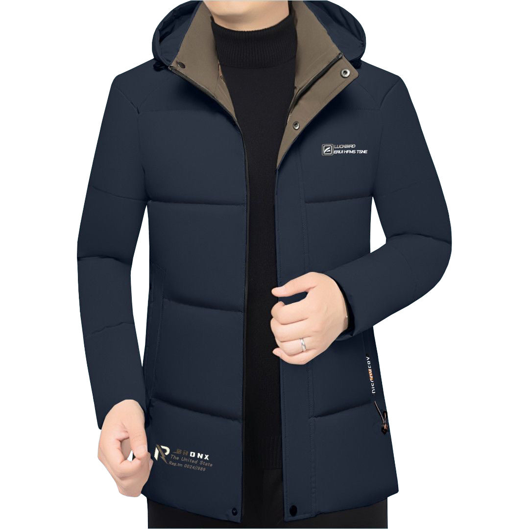 Men's padded stand-up collar jacket with water-repellent surface and zippered pockets Mune Fashion