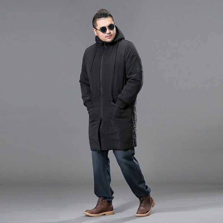 Men's Long Padded Parka with Hood and Concealed Zipper Mune Fashion