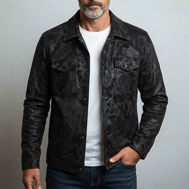 Men's Fashion Faux Leather Jacket with High Collar and Practical Pockets Mune Fashion