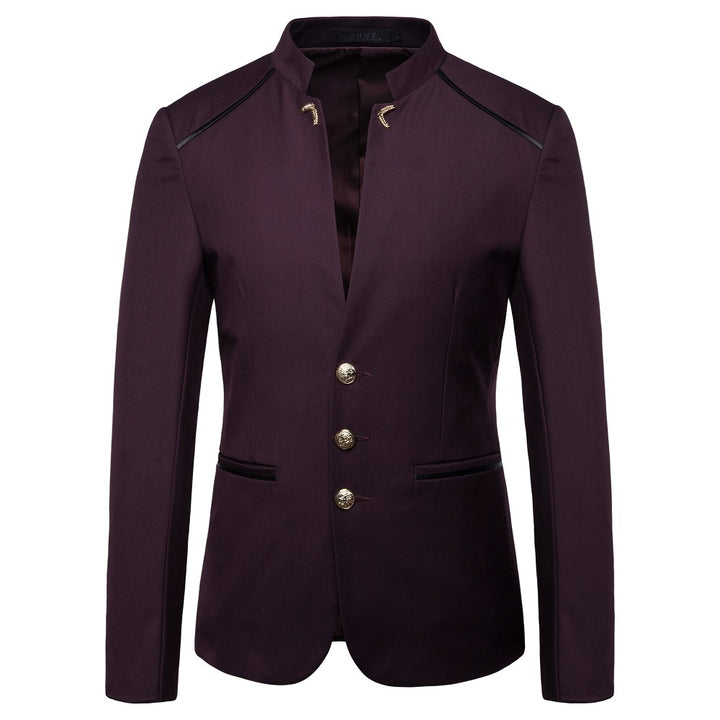 Men's slim-fit jacket with stand-up collar and decorative buttons Mune Fashion