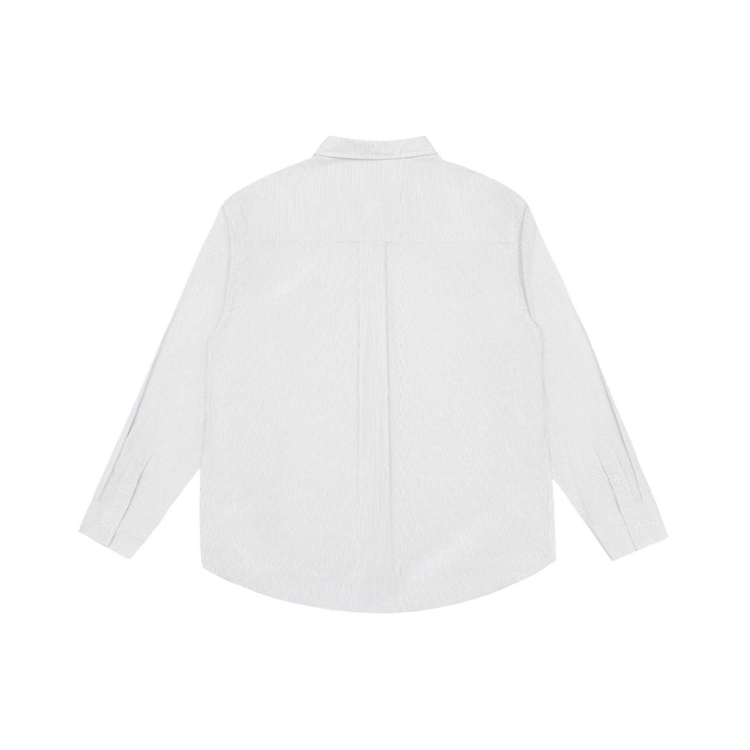 Men's Loose Striped Cotton Shirt with Chest Pocket and Kent Collar Mune Fashion