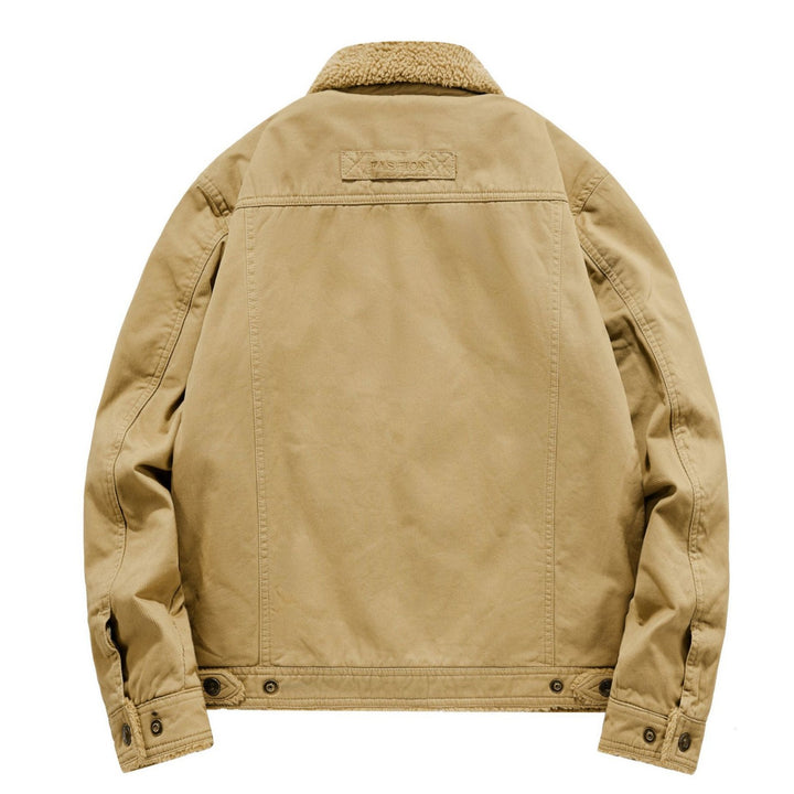 Men's Sherpa-lined canvas field jacket with shirt collar and utility pockets Mune Fashion