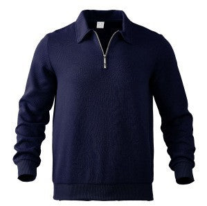 Men's fine structure half-zip pullover in polo shirt style Mune Fashion