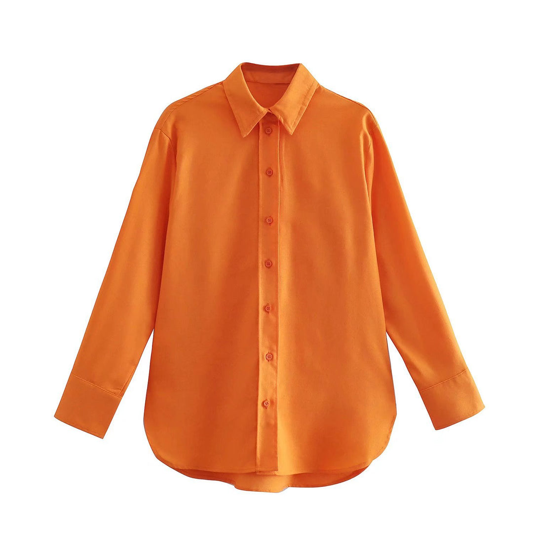 Women's Oversize Shirt Blouse with Extended Back, Boxy Cut and Continuous Button Placket Mune Fashion