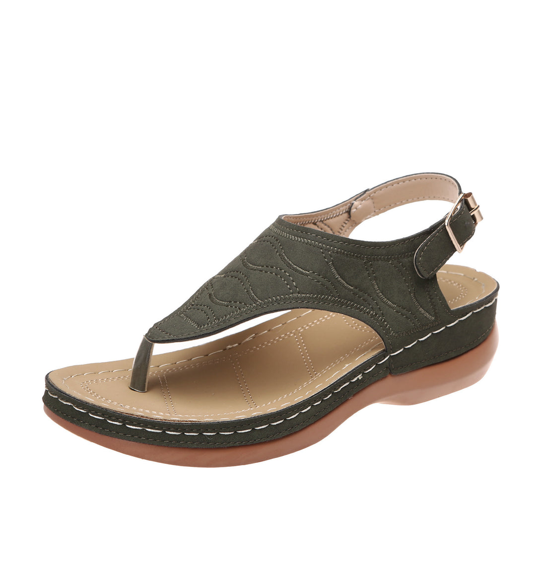 Women's wedge sandal with adjustable heel strap and quilted suede look Mune Fashion