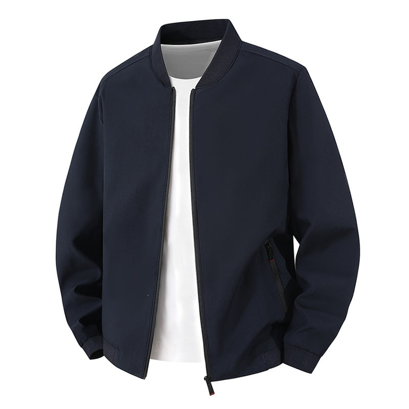Men's Lightweight Minimalistic Bomber Jacket with Stand-up Collar, Water-repellent Outer Shell and Zipper Pockets Mune Fashion
