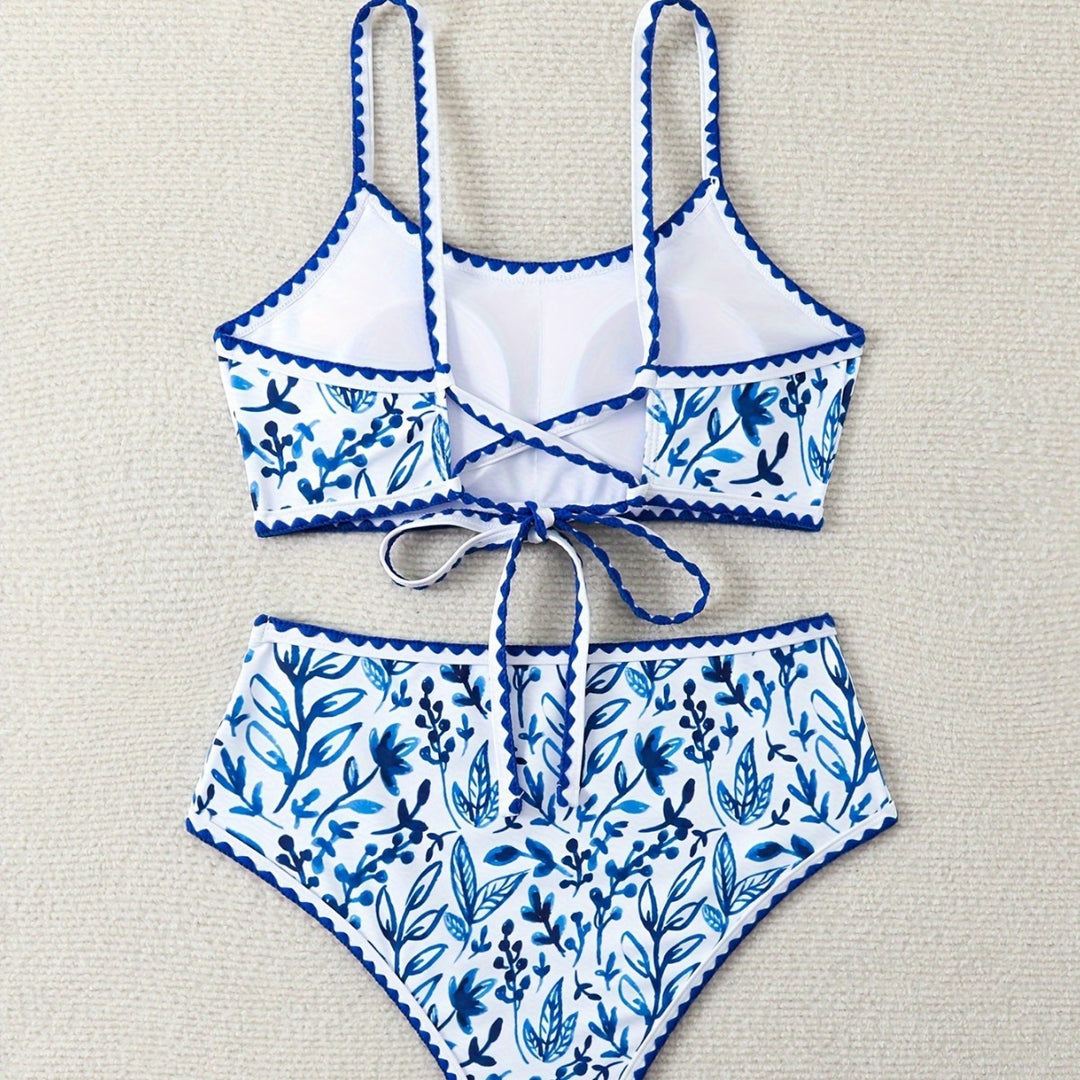 Ladies High-Waisted Bikini Set with Floral Design Mune Fashion