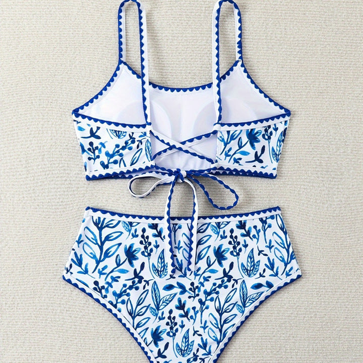 Ladies High-Waisted Bikini Set with Floral Design Mune Fashion