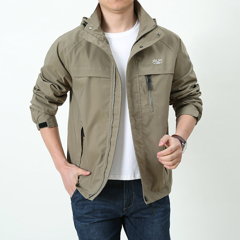 Men's Breathable Transitional Softshell Jacket in Field Style with Hidden Hood and Zip Chest Pocket Mune Fashion