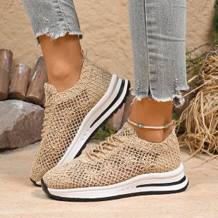 Women's knitted slip-on platform sneakers with breathable upper material and padded comfort insole Mune Fashion