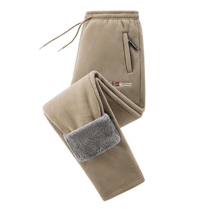 Men's thermo-fleece jogging pants with foldable sherpa cuffs, concealed zip pockets and elastic drawstring waistband Mune Fashion