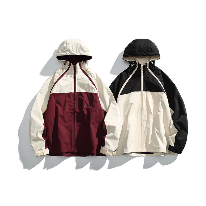 Unisex Lightweight two-tone wind and rain jacket with hood, water-repellent shell and adjustable hem Mune Fashion