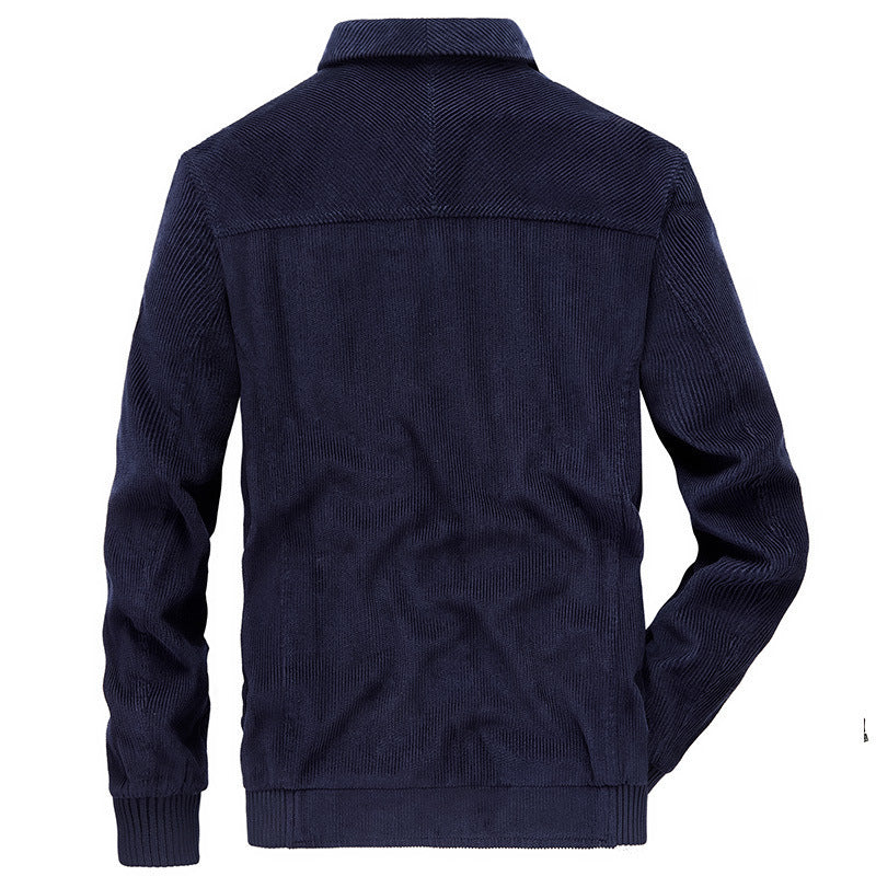 Men's cord jacket with standing collar, full zip, and badge details Mune Fashion