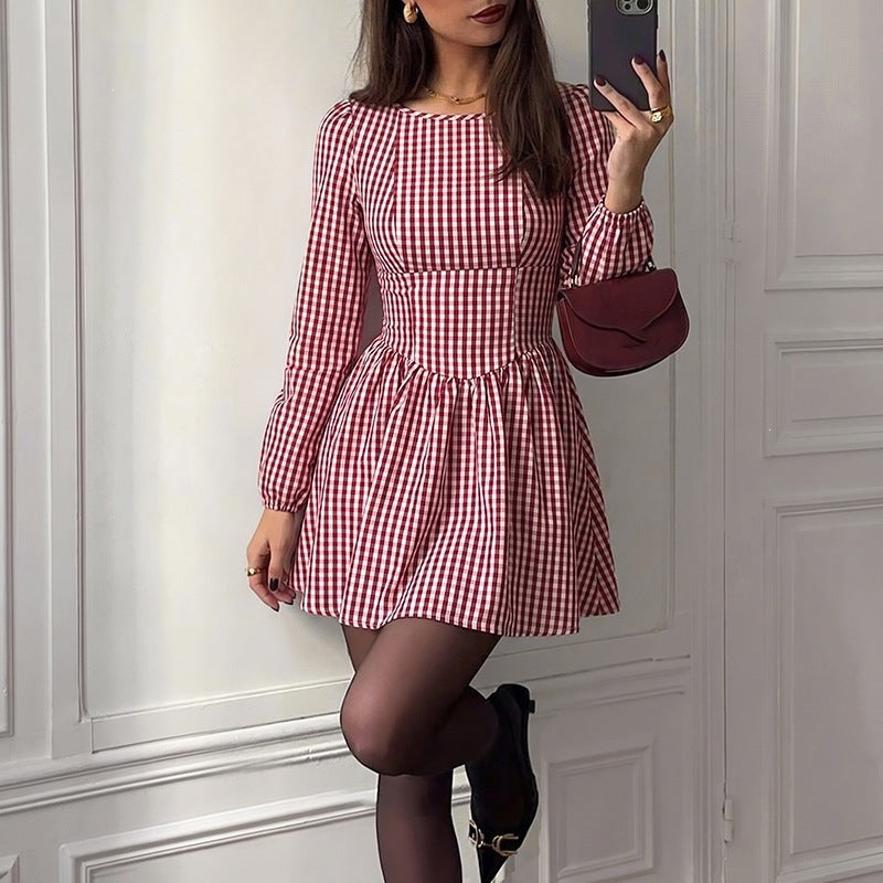 Women's V-Neck Mini Dress with Puff Sleeves Mune Fashion