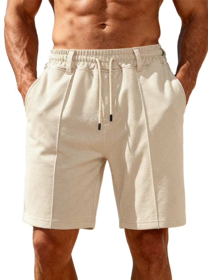 Men's Chino-inspired Relax Shorts with pleats, elastic drawstring and side pockets Mune Fashion