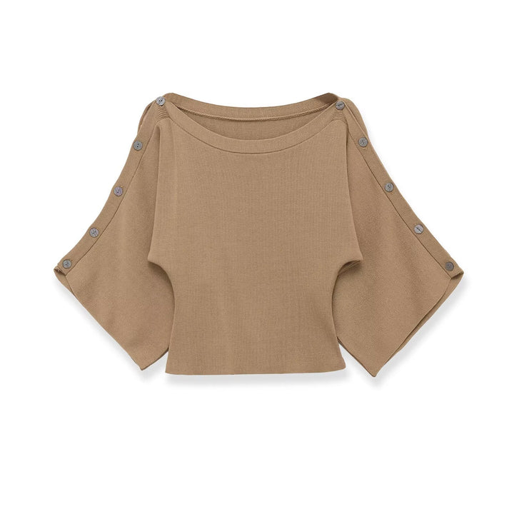 Women's fine knit poncho with flared bat sleeves Mune Fashion