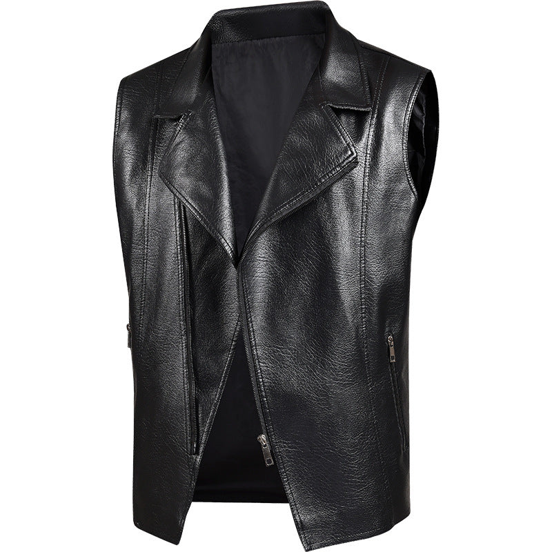 Men's Fashionable Faux Leather Jacket with High Collar Mune Fashion