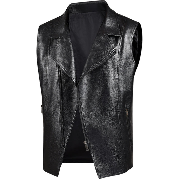 Men's Fashionable Faux Leather Jacket with High Collar Mune Fashion