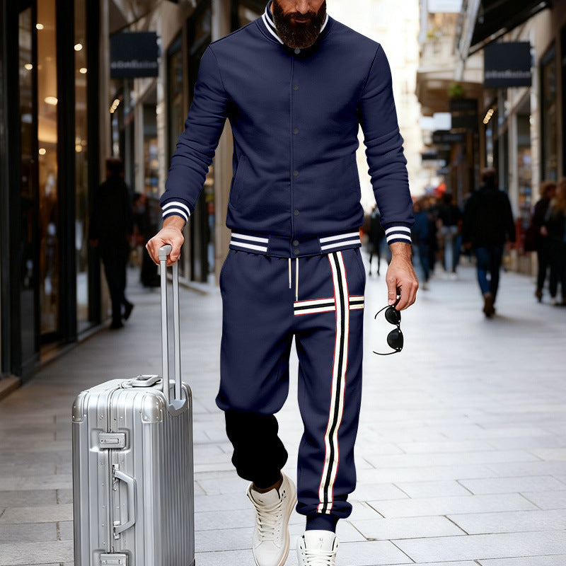 Men's sporty two-piece set bomber jacket and joggers with side contrast stripe Mune Fashion