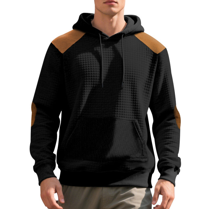 Men's urban waffle knit hoodie with kangaroo pocket and trim Mune Fashion