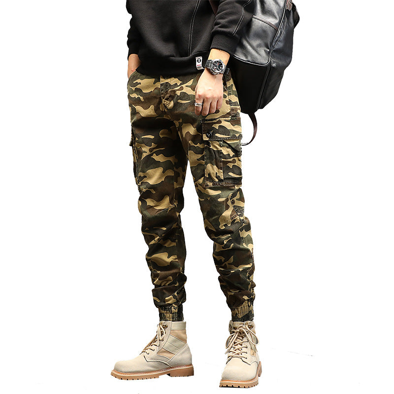 Herren Konisch geschnittene Utility-Cargohose im Camouflage-Joggerstil mit elastischem Bund und gerippten Bündchen Mune Fashion