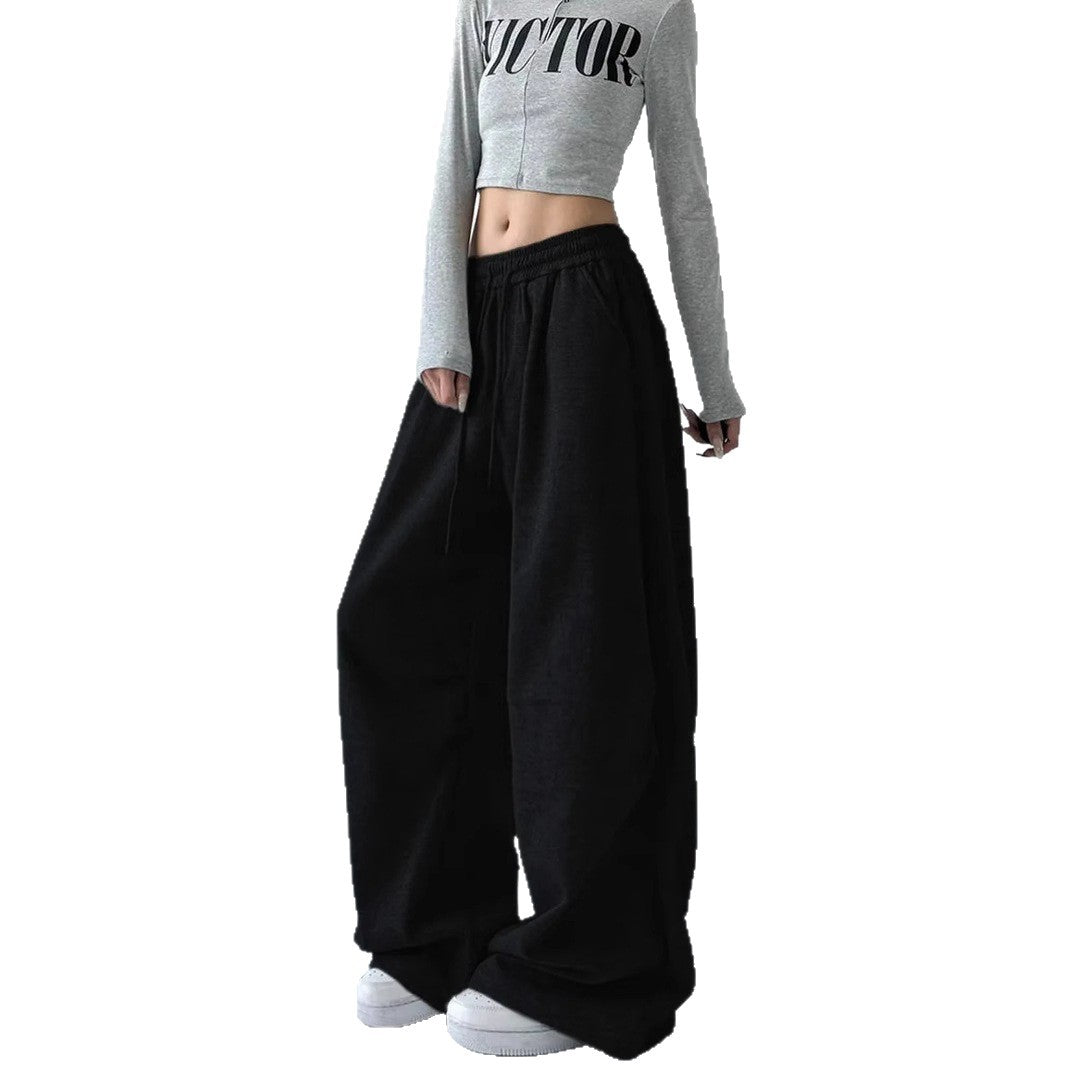 Women wide high waist lounge pants made of soft cotton blend with drawstring and side pockets Mune Fashion