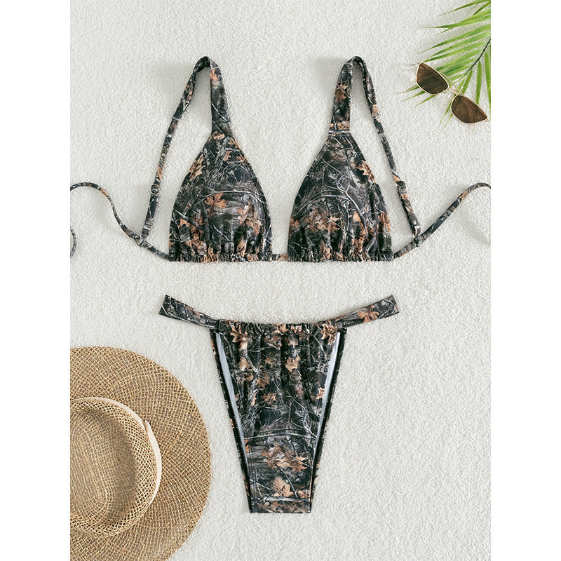 Women's Triangle Bikini with Floral Pattern Mune Fashion