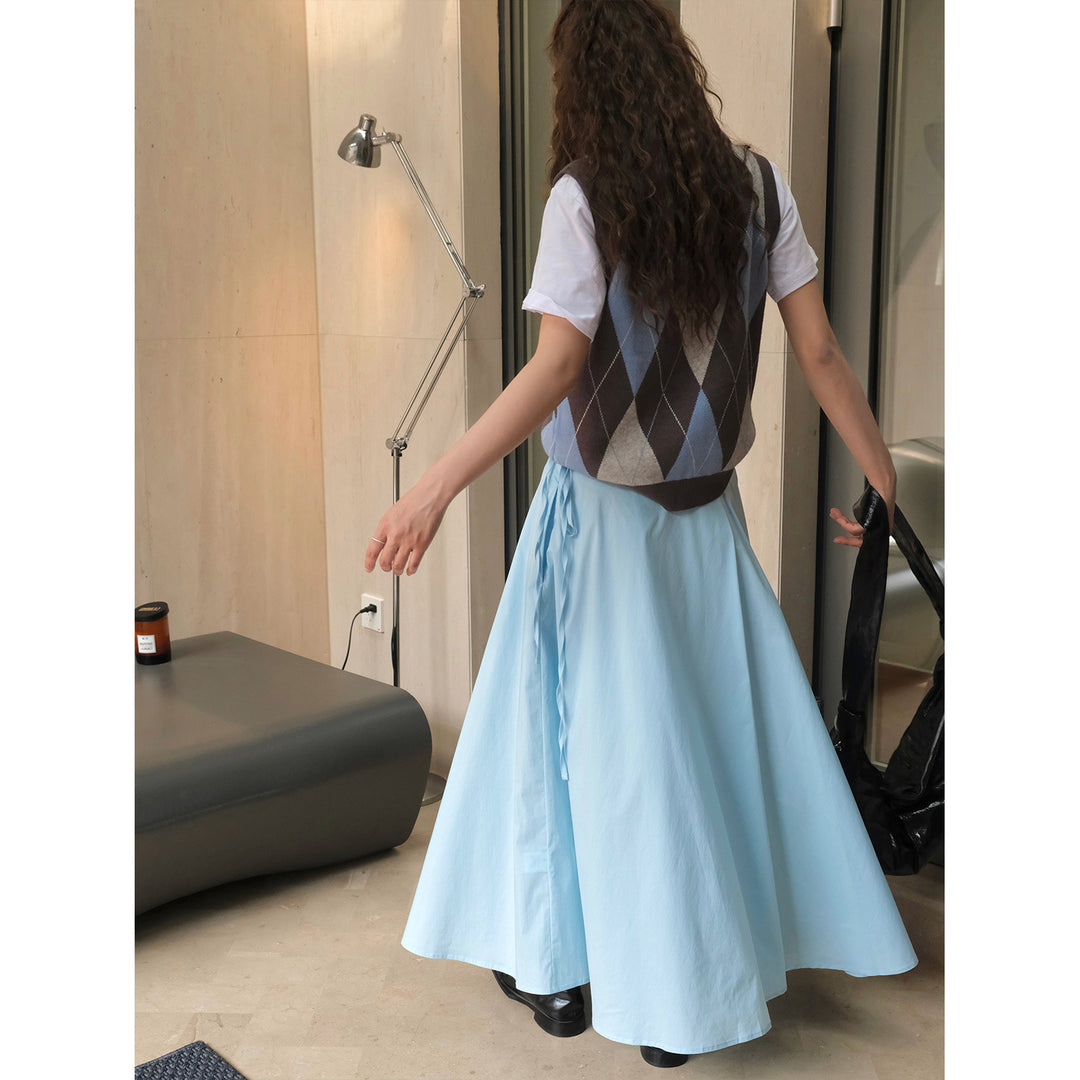 Women's Soft High-Waist Maxi Skirt with Drawstring, Wide Fall and Flowing Ruffle Silhouette Mune Fashion