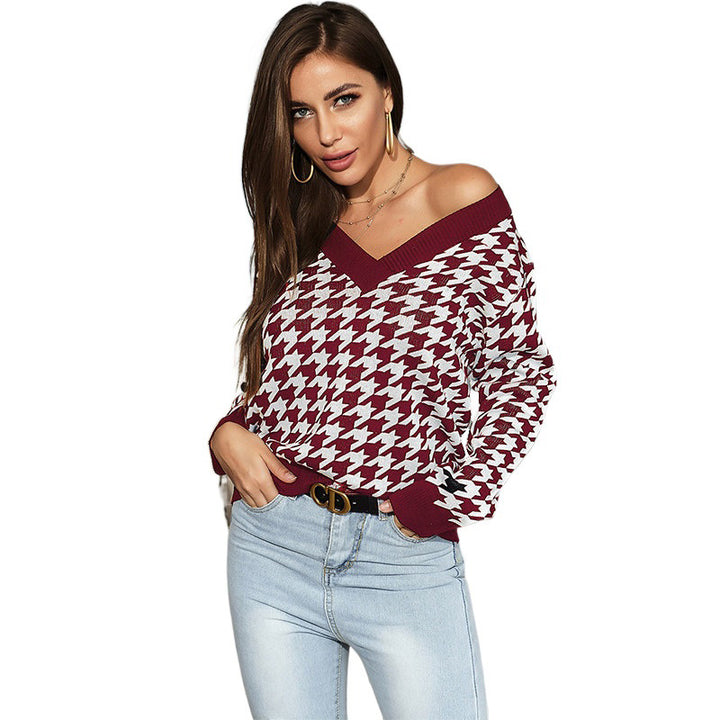Women's Playful Checkered Sweater Mune Fashion