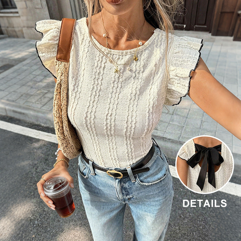 Women Elegant Top with Ruffled Sleeves Mune Fashion