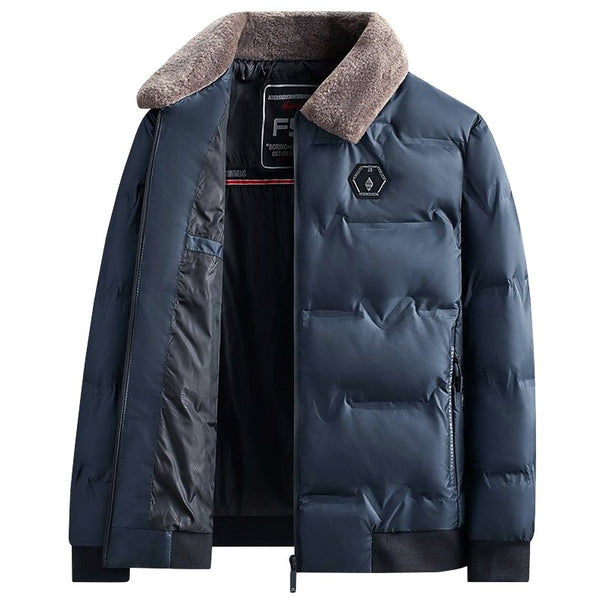 Men's quilted bomber jacket with teddy collar and windproof outer shell Mune Fashion