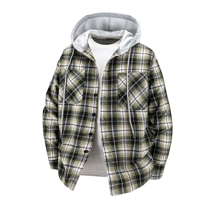 Men's Checkered Flannel Jacket with Hood