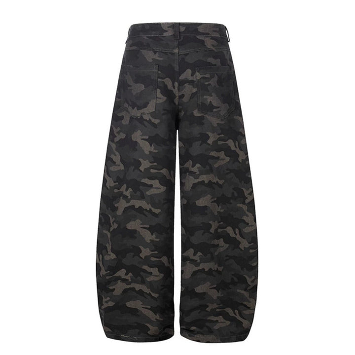 Women's Wide Camouflage Palazzo Pants with High Waist, Belt Loops, and Balloon-Shaped Leg Mune Fashion
