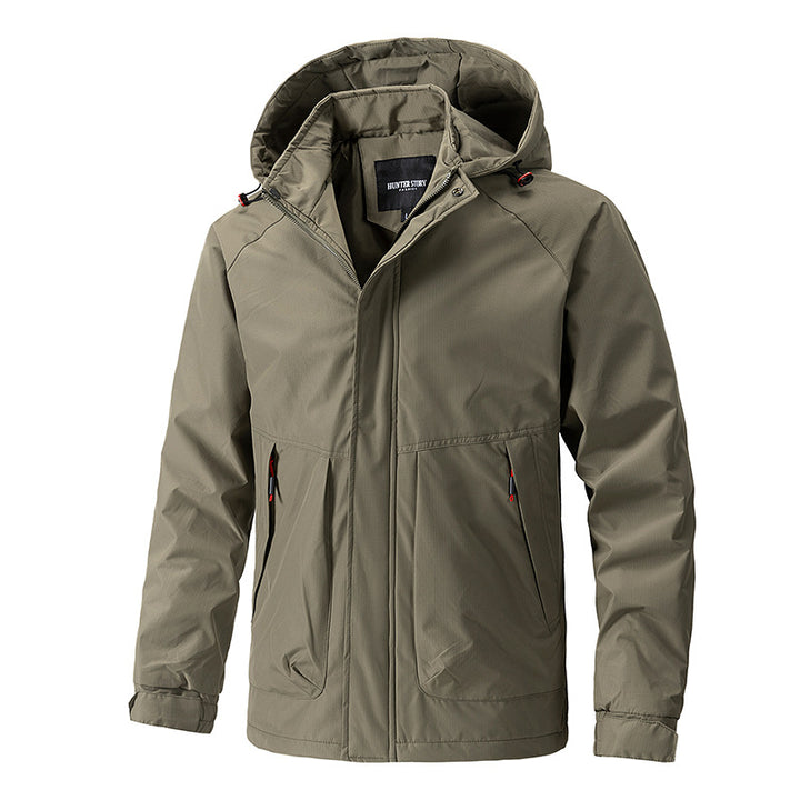 Men Waterproof Outdoor Parka with Hood, Breathable and Windproof Mune Fashion